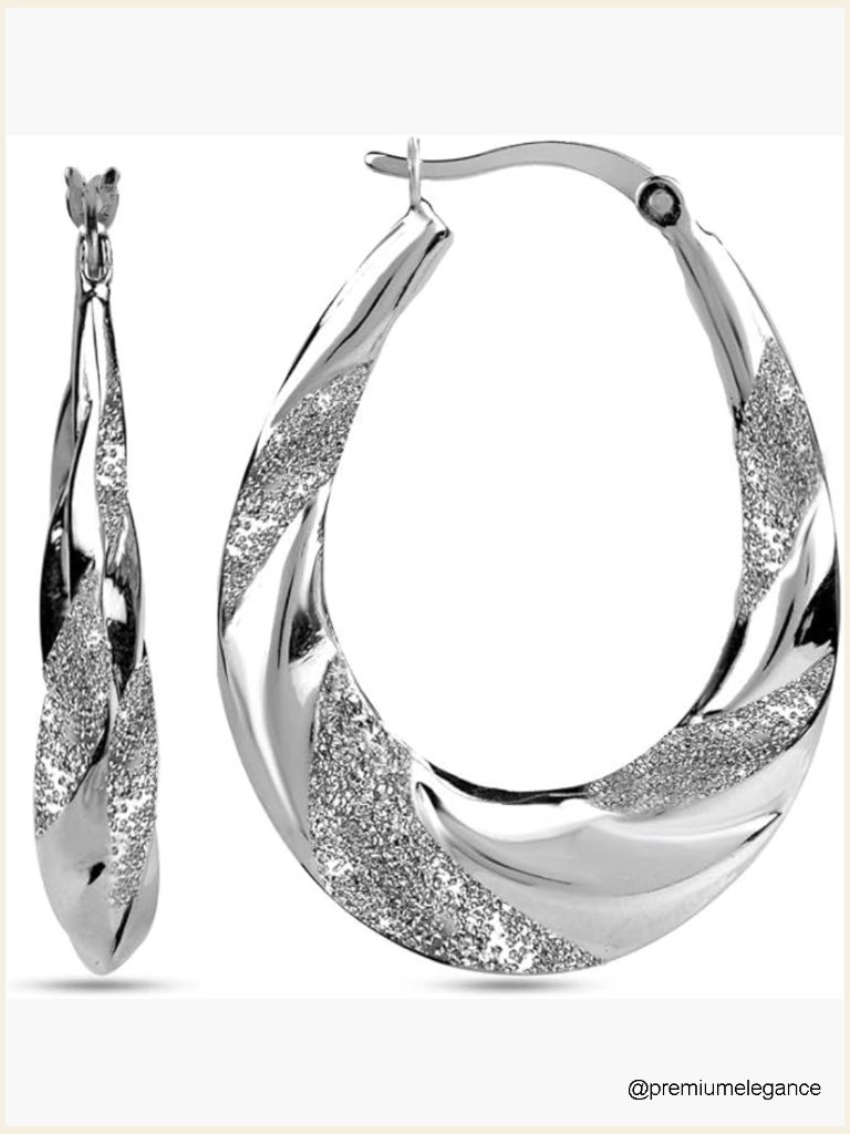 Silver Hoop Earrings For Women Diamond-Cut 38mm